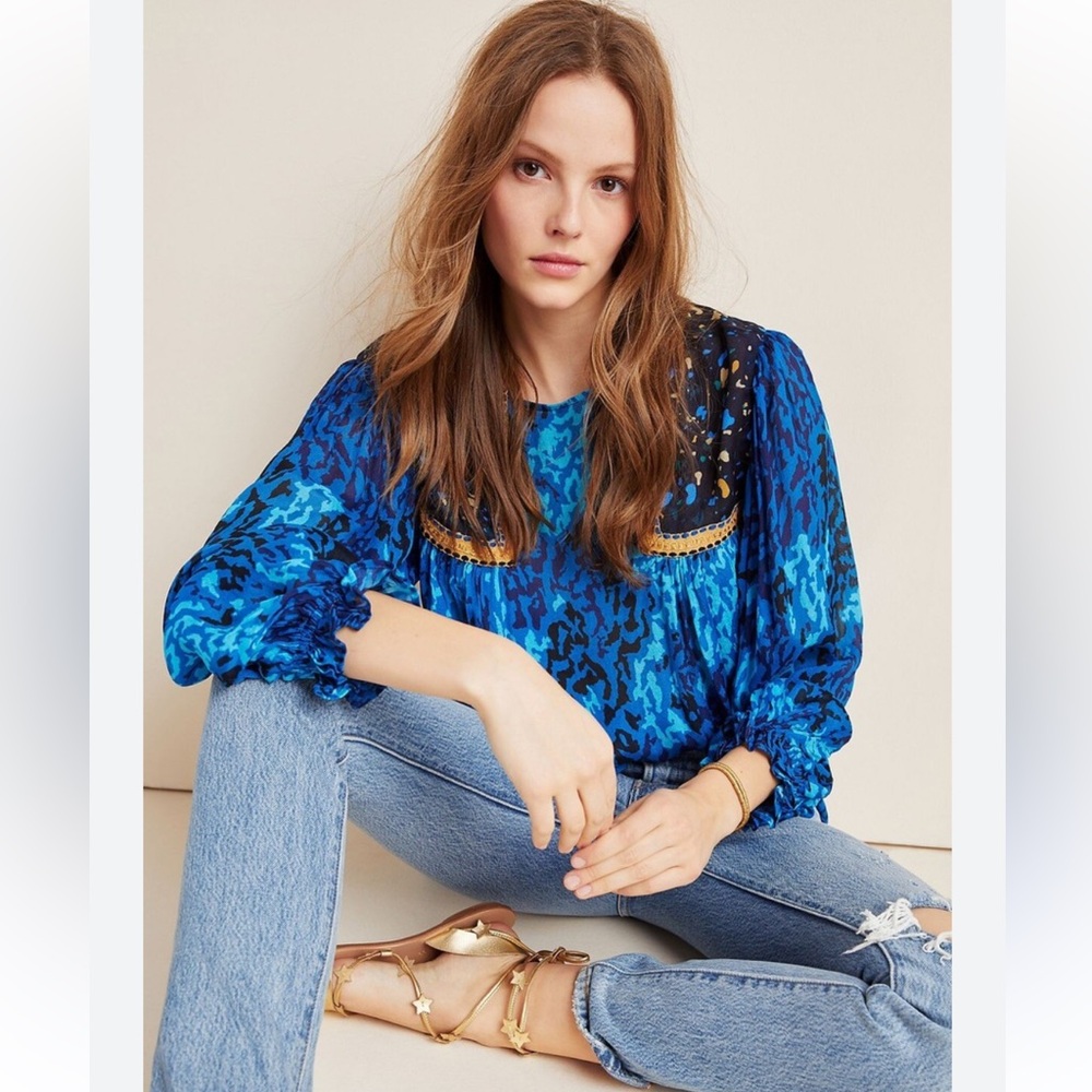 Anthropologie blank size S Miranda peasant blouse